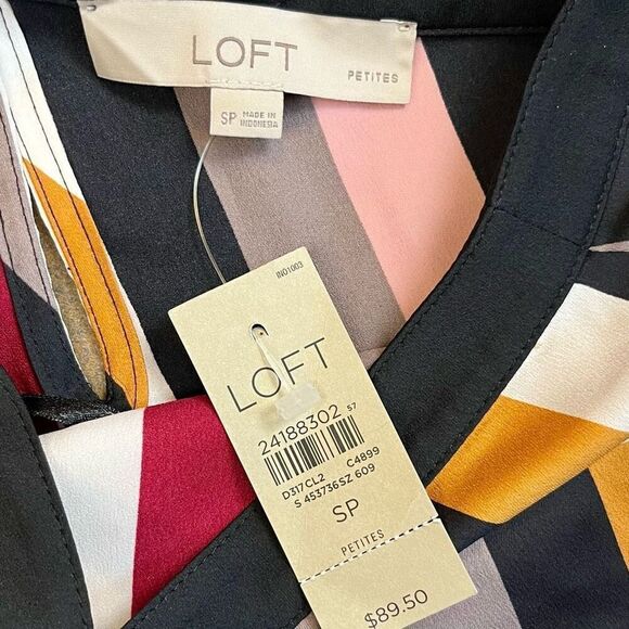 New! NWT Loft Stripped Off The Shoulder Long Sleeve Blouse Petite Small - Picture 5 of 8